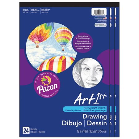 UCREATE Art1st® Drawing Paper Pad, Heavyweight, 12x18, 24 Sheets, PK3 P4737